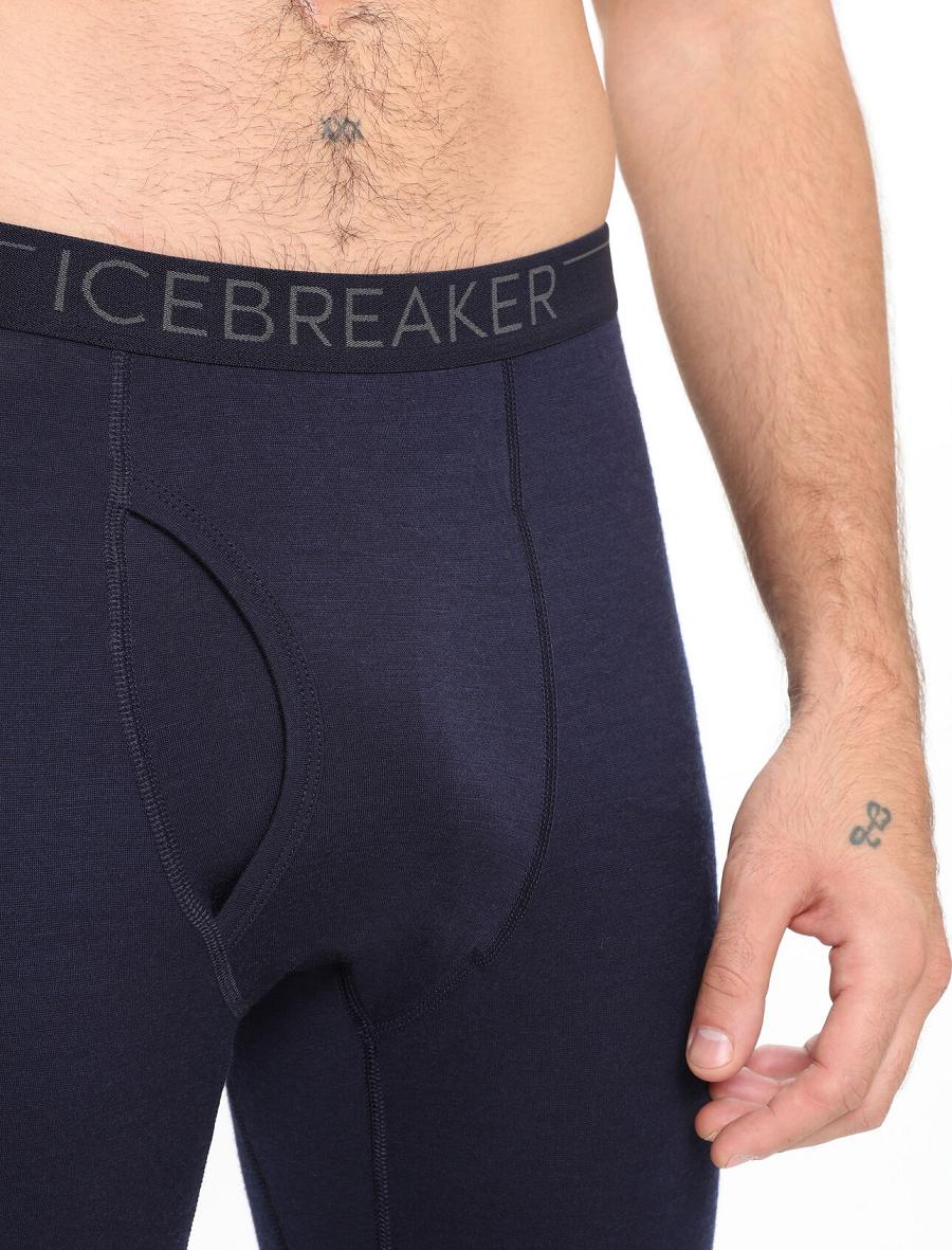 Midnight Navy Men's Icebreaker Merino 200 Oasis with Fly Leggings | USA 1132WNBY